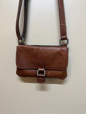 Jack Georges Voyager Brown Buffalo Leather Mini Crossbody Bag Purse 

7”x5”